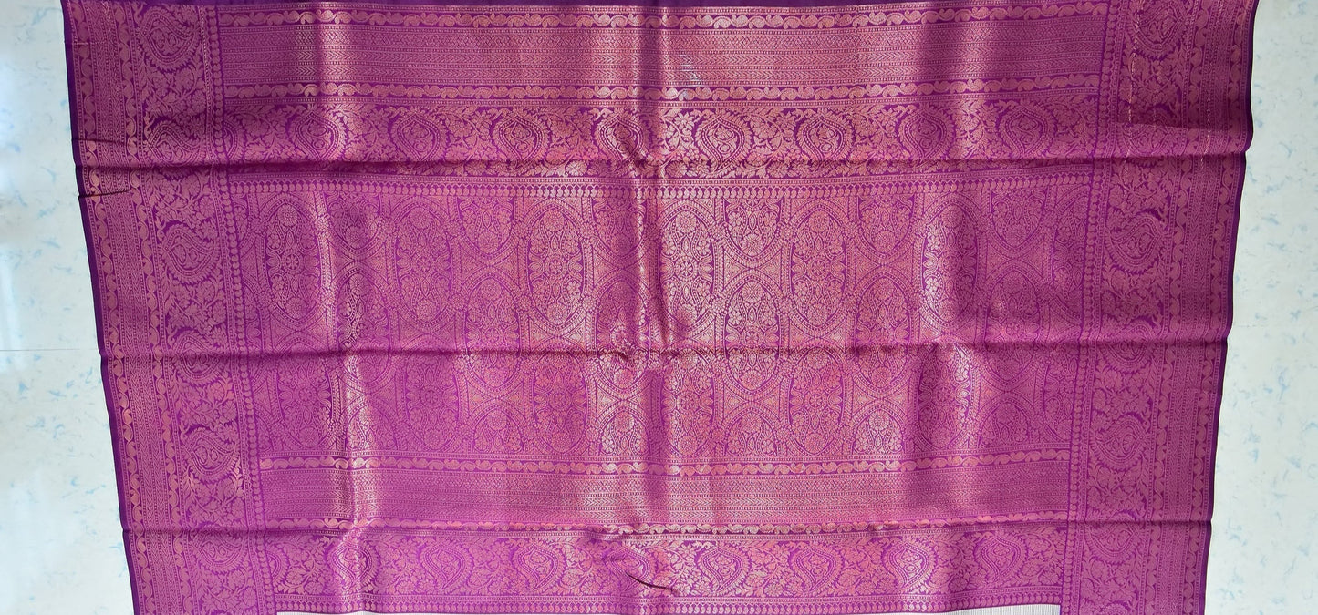 Grey and Wine Border Zari Chiffon Silk Saree with Unstitched Blouse