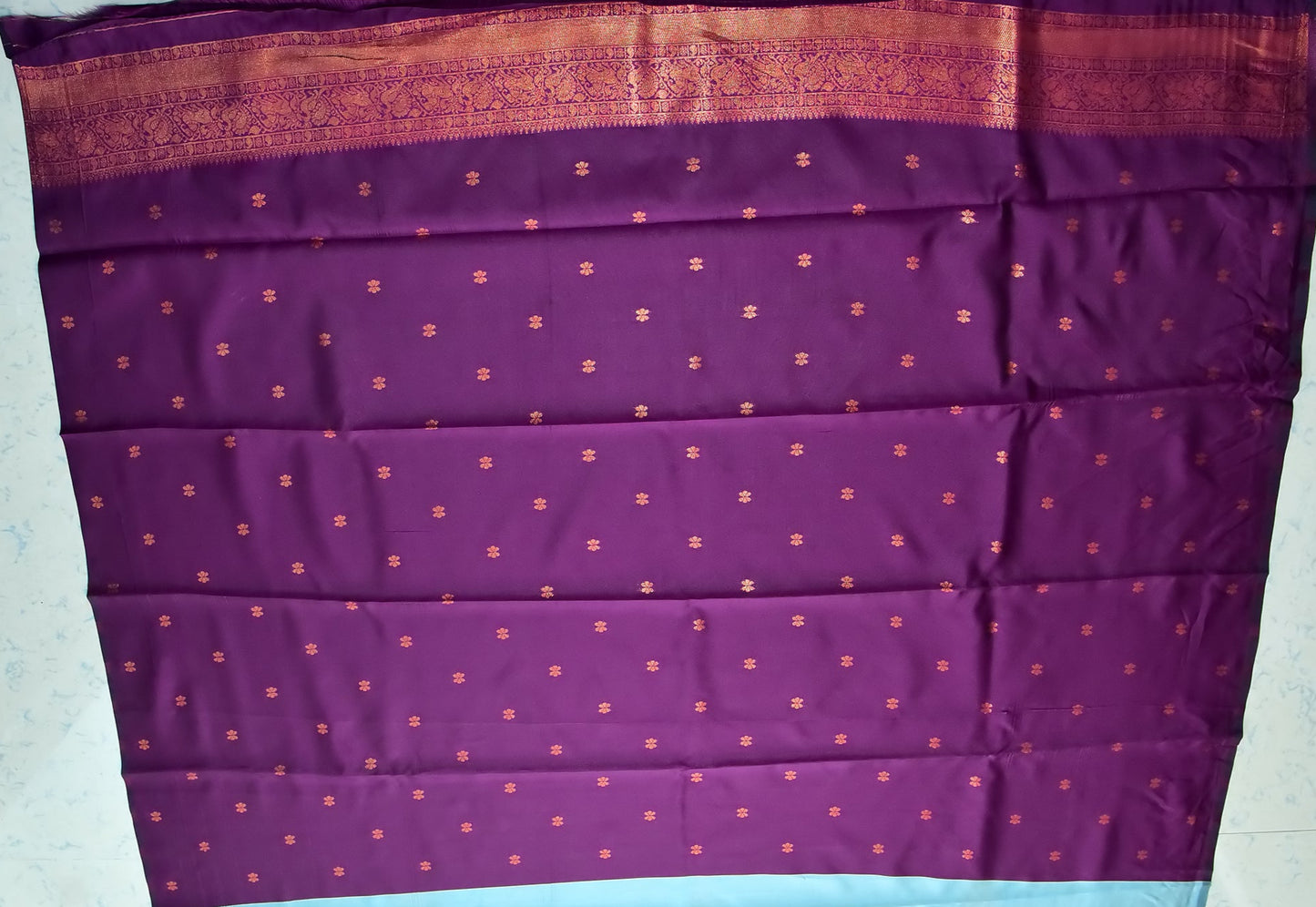 Silver Grey and Wine Border Zari Chiffon Silk Saree with Unstitched Blouse