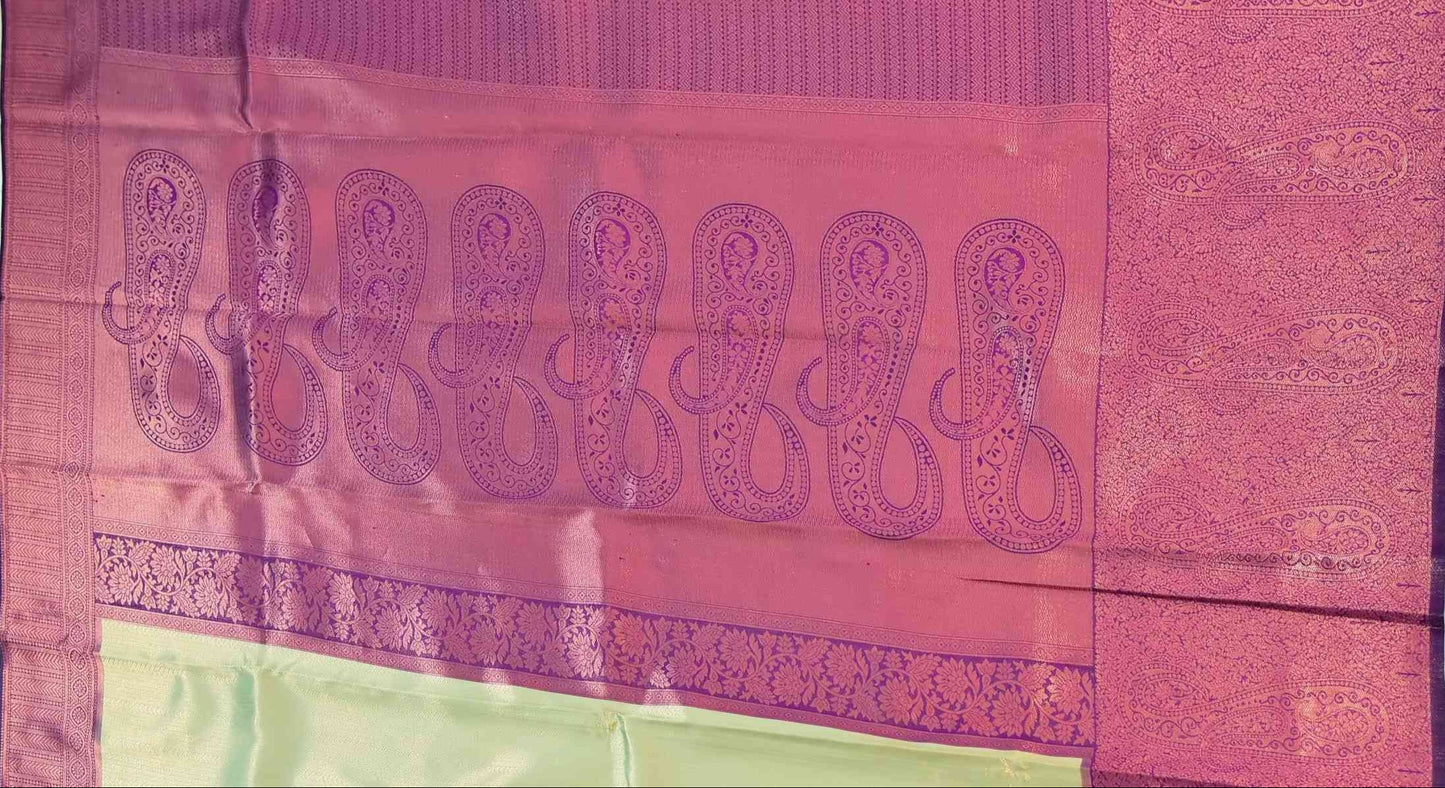 Khadi Gold and Wine Border Zari Chiffon Silk Saree with Unstitched Blouse